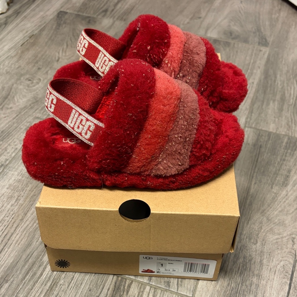UGG Fluff Yeah Red Slippers